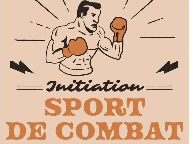 Détail de l'affiche : le boxeur dessiné et le titre Sport de combat